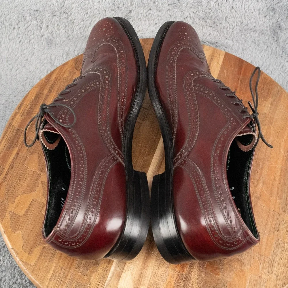 Florsheim Imperial Dress Shoes Mens 9 E Burgundy Wingtip Oxford Leather Lace Up